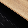 Commode 4 tiroirs ESTER 115 cm métal noir et plateau façon hêtre avec niche design industriel