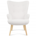 IVAR Scandinavische fauteuil met voetsteun van witte bouclettestof