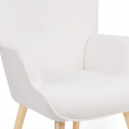 IVAR Scandinavische fauteuil met voetsteun van witte bouclettestof