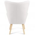 IVAR Scandinavische fauteuil met voetsteun van witte bouclettestof