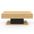 Table basse plateau relevable rectangulaire EDEN bois et noir