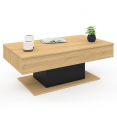 Table basse plateau relevable rectangulaire EDEN bois et noir