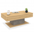 Table basse plateau relevable rectangulaire EDEN bois et effet béton 