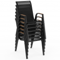 MOOREA uitschuifbare tuinset Hout effect tafel 135/270 cm en 12 stapelstoelen zwart en hout