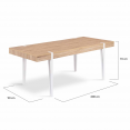 Table à manger rectangle AUSTRIA 10 personnes bois pieds épingle blanc 200 cm