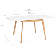 HEDDA uitschuifbare eettafel 6-8 personen wit 80-160 cm