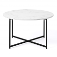 ALASKA ronde salontafel 70 cm met marmereffect en zwart metalen onderstel