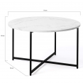 ALASKA ronde salontafel 70 cm met marmereffect en zwart metalen onderstel