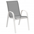 Tuinmeubelset POLY uitschuifbare tafel 90-180 CM en 8 stoelen wit en grijs