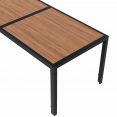 NOUMEA tuinset 190 cm tafelblad met houteffect en 8 zwarte en houten stapelstoelen