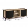 BOSTON 2-deurs zwart industrieel design TV-meubel 140 cm