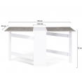 Table console pliable EDI 2-6 personnes avec rangement blanc plateau effet béton 150 x 80 cm