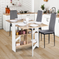 EDI inklapbare consoletafel voor 2-6 personen met opbergruimte in wit hout en blad in beukenlook 150 x 80 cm