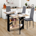 EDI 2-6 persoons inklapbare consoletafel met opbergruimte in zwart hout en blad in beukenlook 150 x 80 cm
