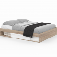 SALEM bedframe met opbergruimte en lattenbodem 160 x 200 cm met hout- en witeffect