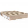 SALEM bedframe met opbergruimte en lattenbodem 160 x 200 cm met hout- en witeffect