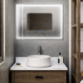Miroir rectangulaire lumineux à LED avec système anti-buée pour salle de bain 80x60 cm
