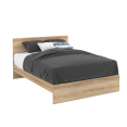 Tweepersoonsbed met hoofdbord en OMAHA lattenbodem 140x190 cm beukeneffect