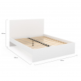 OMAHA tweepersoonsbed met hoofdbord en lattenbodem 140 x 190 cm wit