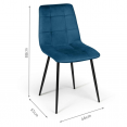 Set van 6 MILA stoelen in fluweelmix kleur blauw x2, donkergrijs x2, lichtgrijs x2