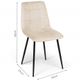 Lot de 6 chaises MILA en velours beige pour salle à manger