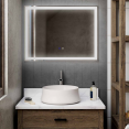 Rechthoekige verlichte LED-spiegel met anticondens systeem voor badkamer 60x80 cm