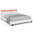 Tweepersoonsbed NEO met boxspring en geïntegreerde leds 160 x 200 cm PVC wit