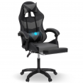 CHUCK-game chair met voetensteun, hoofdkussen en lumbale massageondersteuning in zwart en grijs