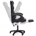 CHUCK-game chair met voetensteun, hoofdkussen en lumbale massageondersteuning in zwart en grijs