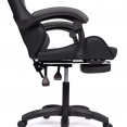 CHUCK-game chair met voetensteun, hoofdkussen en lumbale massageondersteuning in zwart en grijs