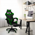 Verstelbare ALEX-game chair met voetensteun, hoofdkussen en lendenkussen in zwart en groen