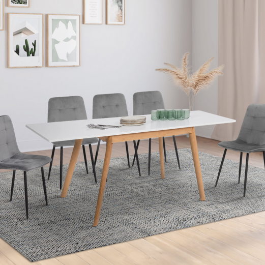 HEDDA uitschuifbare eettafel 6-8 personen wit 80-160 cm