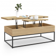 Table basse rectangulaire relevable convertible en table à manger DETROIT design industriel