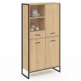 Buffet haut H. 160 cm DETROIT 3 portes avec tiroir design industriel