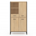 Buffet haut H. 160 cm DETROIT 3 portes avec tiroir design industriel