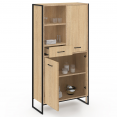 DETROIT 3-deurs dressoir met lade in industrieel design H.160 cm