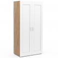 VITO wit en hout 2-deurs kast 80 cm kast met legplanken maxi opbergcapaciteit