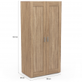 Armoire 2 portes VITO hêtre penderie 80 cm avec étagères rangement maxi capacité