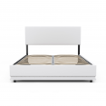 Tweepersoons boxspring NEO met boxspring en geïntegreerde LED 140 x 190 cm PVC wit