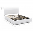 Tweepersoons boxspring NEO met boxspring en geïntegreerde LED 140 x 190 cm PVC wit