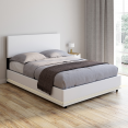 Tweepersoons boxspring NEO met boxspring en geïntegreerde LED 140 x 190 cm PVC wit