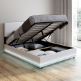 Tweepersoons boxspring NEO met boxspring en geïntegreerde LED 140 x 190 cm PVC wit