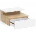Set van 2 TOMI nachtkastjes met hangplank + 1 beukenhouten plank en witte lade
