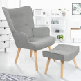 IVAR Scandinavische fauteuil met lichtgrijze voetsteun