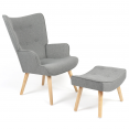 Fauteuil scandinave IVAR avec repose pieds gris clair