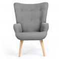 Fauteuil scandinave IVAR avec repose pieds gris clair