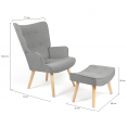 IVAR Scandinavische fauteuil met lichtgrijze voetsteun