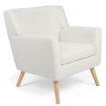 Fauteuil scandinave LIV en tissu bouclette blanc