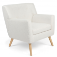 LIV Scandinavische fauteuil in witte bouclette stof