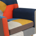 LIV Scandinavische fauteuil in veelkleurige patchworkstof en houndstoothprint